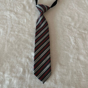 H&M Boys Black Red Striped Tie Polyester 9 inches Pre-Tied Neck Strap